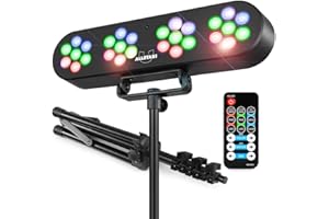 Fuzzix AllStar1 LED Efecto de luz Party Wash con 28 leds super brillantes RGB con bajo consumo, modo automático o al ritmo de la música, incluye trípode y mando a distancia, portátil y fácil de usar