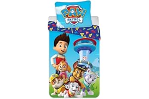 BRANDMAC Paw Patrol 2-Piece Baby Bedding Set 100% Cotton 100 x 135 cm, 40 x 60 cm, Cotton