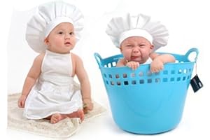 SOBOTOO Abiti per Bambini Puntelli Foto - Carino Piccolo Cuoco Bianco Uniforme da Cuoco con Cappello Cappello Neonato Ragazze Ragazzi Costume Foto Fotografia Prop Abiti Regalo
