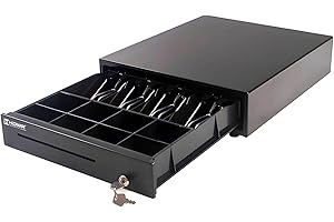 HDWR HD-KER35 Tiroir-Caisse Solide et élégant, Tiroir Pour Caisse Enregistreuse Fiscale, Acier Durable, Verrouillable Avec Une Clé, RJ12, 35 x 40,5 x 9 cm