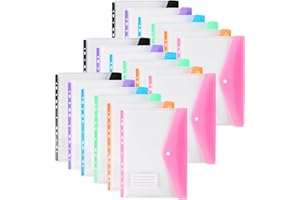 OFFICESWIFT Carteras de plástico A4 con bolsillos perforados, carpetas expandibles de 11 agujeros para documentos de 2/3/4 anillos con botón a presión y etiqueta, hojas sueltas transparentes para oficina, escuela