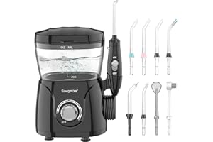 Sawgmore Jet Dentaire Hydropulseur, Hydropulseur Dentaire Professionnel avec 8 Busettes Multifonctionnelles, 10 réglages de pression d'eau, 600ML Irrigateur Dentaire Pour Les soins Familiaux Noir