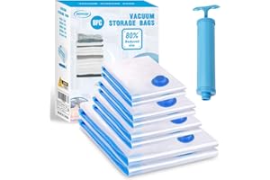 DONGQI Worki Próżniowe Na Pościel i Ubrania - 8 Sztuk Do Przechowywania W Podróży, 100x80cm, 80x60cm, 70x50cm, 60x40cm - Z Pompką Ręczną