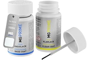 ‎MG PRIME MG PRIME Autolack Lackstift Set für Dacia 10004 / 11A Alb Artika White/Arktis Weiss Basislack Klarlack je 50ml