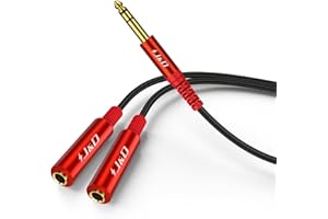 J&D Cavo Y Splitter Stereo TRS 1/4 Pollici, 6.35 mm Maschio a Doppio Jack Femmina 6.35 mm, Cavo Audio Stereo, Connettori Placcati Oro, Struttura Robusta in PVC e Rame, Rosso, 0.5 m
