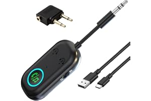 XUENIU Bluetooth 5.3 Transmitter Receiver 2-in-1 Splitter Dual Pairing Wireless 3.5mm Audio Aux Jack Blue Tooth Adapter 18H Long Playtime Compatible with 2 Headphones for TV Airplane Car Speaker