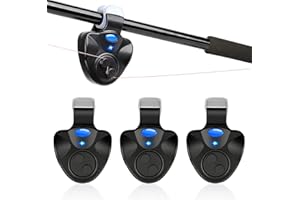 Velidy 3pcs Fishing Bite Alarm, Electronic Fishing Alarm Indicator with LED Lights Sound Alert for Different Kinds of Rod