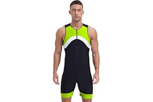 Hedmy Mens One Piece Bodysuit Wetsuit Sleeveless Front Zip Swimming Surfing Swimsuit Sun Protection Swimwear