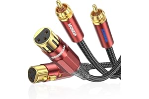 SOUNDFAM XLR auf Cinch Kabel 3M, PREMIUM 2 XLR Buchse zu 3 RCA Stecker Verbindungskabel