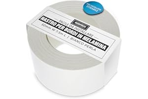 WoodPress® Bordo in melamina bianca perlata da 50 mm, nastro adesivo pre-incollato, rotolo da 7,5 m, termoadesivo per una facile applicazione fai da te