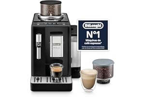 DE'LONGHI De’Longhi Rivelia – Perfetto Cafetera Superautomática, Espumador de Leche manual, 8 Bebidas One-Touch, Pantalla Táctil a Color, Depósitos de Granos de Café Intercambiables, Negro (EXAM440.35.B)