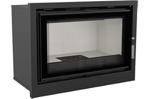 KRATKI Inserto camino a legna ventilato ARKE 80 cm 12 kW - vetro ceramico autopulente e doppia combustione, resa termica 75 percento - Ecodesign e BImSchV 2