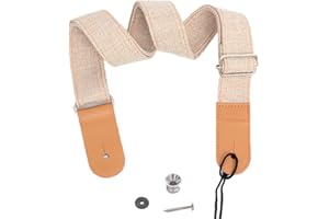 Rufun Ukulelegurt Retro Mädchen Baumwolle Leinen Leder Ukulele Gurt Gurtsicherungen Einstellbar Retro Mini-Gitarre