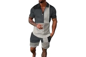 Harpily Tenue de Sport Homme Ensemble Polo et Short pour Hommes Tenues d'été Costume décontracté à Manches Courtes pour Hommes 2 pièces Ensemble de survêtement Shorts T Shirt Homme S-4XL