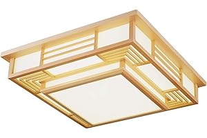 OUKANING Lampada da soffitto giapponese, dimmerabile, a LED, in legno massiccio, geometria creativa, Tatami, illuminazione da soffitto, soggiorno, camera da letto, lampada a sospensione