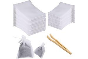 200 Pcs Sachet de Thé - Svalor Sachet de Thé à Remplir avec Cordon, Sachets Filtre à Thé Jetables avec Pince à Thé, Sachets Thé a Remplir pour Thé en Vrac, Café, épices, Poudre (5 x 7 cm, 7 x 9 cm)