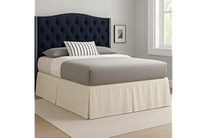 Laam linen Easy Care Plain Dyed Polycotton Pleated Base Valance Sheet Hotel Quality Bedding Sets (Cream, King)