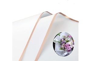 RIKYO 40 unidades de papel de regalo de flores frescas, impermeables, hojas de papel de regalo de flores frescas, suministros de floristería coreana, borde dorado, 58 cm x 58 cm (blanco)