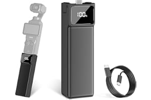 Soonpho Akkugriff Battery Grip für Osmo Pocket 3 LCD-Display 5000mAh 22.5W Quick Charge Pocket 3 Akkugriff Unterstützt Externes Stativ