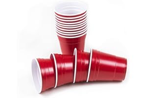 BEERCUP-CLASSICS 100 tazas reutilizables de color rojo para fiestas, estilo universitario de Estados Unidos, 10 oz