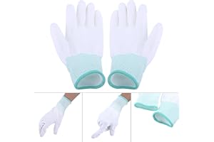 Yosoo Health Gear Antistatiska Handskar Nylonfiber PU-belagda Palmfinger Antisladd Arbetshandskar 1 Par Svettabsorberande Sli