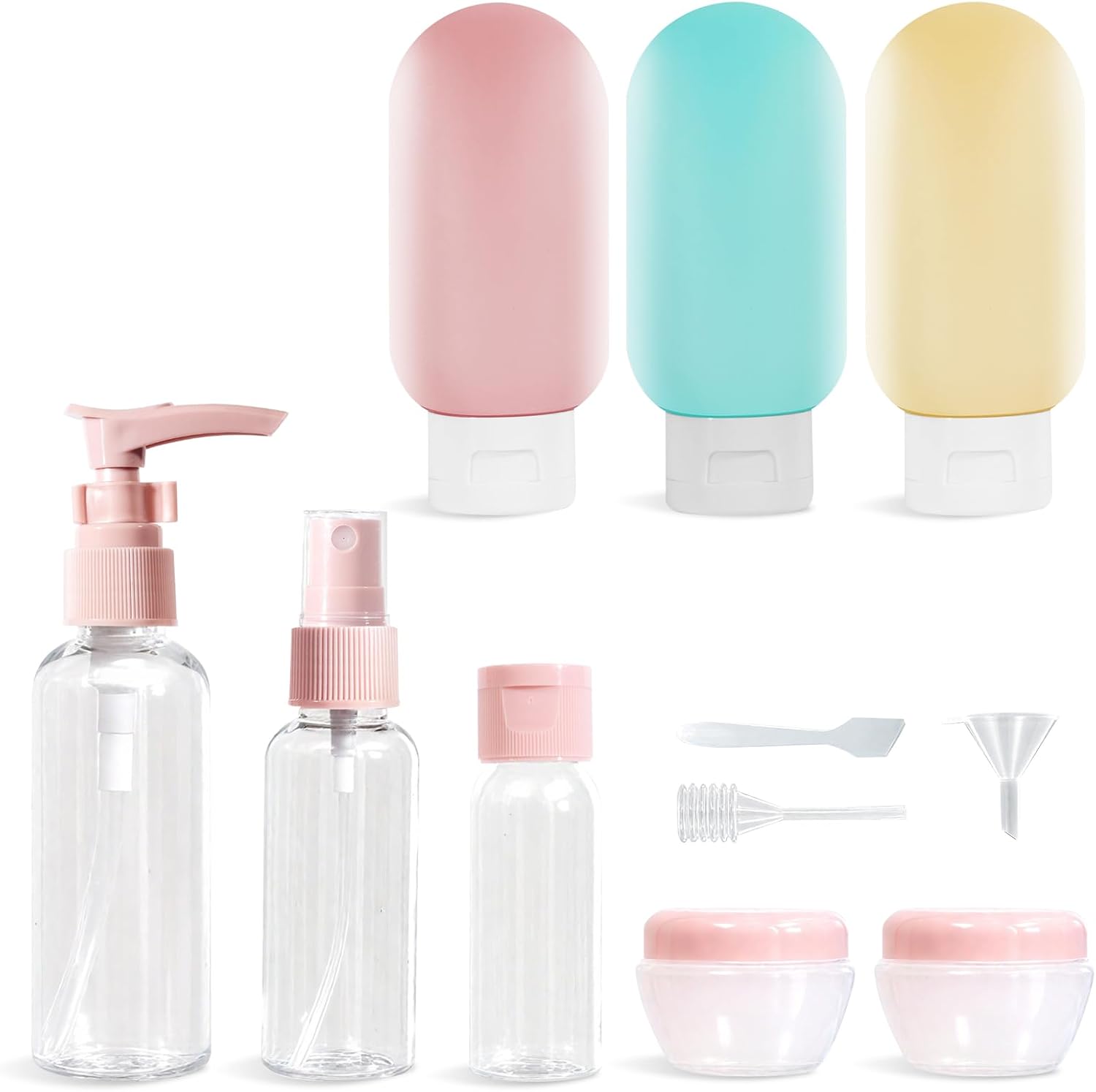 Valyrane 11 Pack Botellas de Viaje Silicona, Kit Viaje, Botes para Gel y Champu, Kit Avion Botellas, Juego de Botes Rellenables para Gel, Champús, Lociones y Líquido