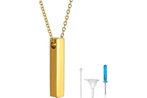 FindChic Personalised Memorial Urn Pendant Necklace Stainless Steel Tree of Life / Cuboid Heart / Hourglass / Cat Pendant with Funnel for Ash/Hair/Oil Charms Pendant Memorial for Men and Women