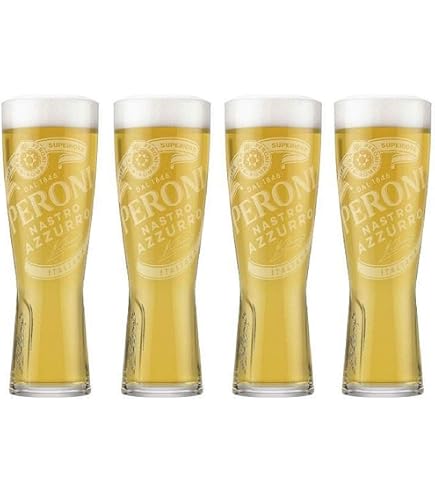 Peroni Nastro Azzurro Frosted Beer Glasses - 2 X 600ml & 2 X 380ml - Made In Italy BNWOB