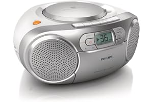 Philips AZ127/12 odtwarzacz CD przenośny (radio UKW, CD, magnetofon kasetowy, Dynamic Bass Boost, wejście audio) srebrny