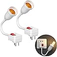 Bonlux Flexible Lamp Holder, E27 LED Lamp Socket White, Extension Screw Lamp Adapter with On/Off Switch, Plug in Wall Lights 360 Degree Flexible 20CM with Standard UK Plug (Bulb not Included)