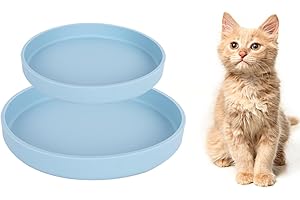 Lollanda -Futternapf für Katzen-2er Set,Silikon Futterschale,Trinkschale oval,Silikonnapf breit für Trockenfutter und Nassfutter (Blau)