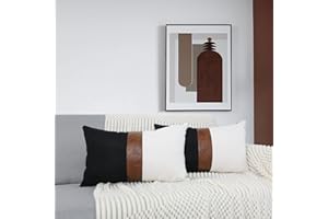 Merrycolor Juego de 2 Blanco Funda Cojin 30 x 50 cm, Empalme con Rayas Cubierta Cojín Decoración Cremallera Oculta Funda Almohada para Hogar Cama Bancos Sala Sofá Sillas Jardín Exterior