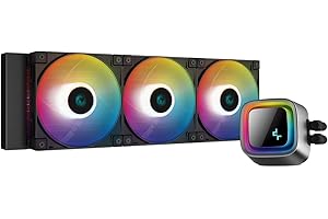 DeepCool LS720, Raffreddatore per CPU a Liquido AIO ad Alte Prestazioni, 3x 120mm Ventole PWM A-RGB con Funzione Auto-RGB, Placca Logo Personalizzabile,LGA1700 e AM5 Compatibile
