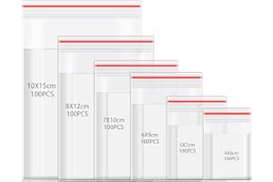 VACHELPER 600Pezzi Bustine Trasparenti Richiudibili, Sacchetti Plastica Richiudibili Chiusura Plastica Sacchetti Sigillati a Pressione 80µ Bustina con Chiusura a Zip Riutilizzabile per Cibi Secchi Dolci Regalo