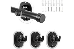 HERKINDNESS 4 Stück Gardinenstangenhalter zum Kleben, Selbstklebende Gardinenstangenhalter, Ohne Loch, Mehrzweck Klebehaken Gardinenstange Ohne Nägel, für Badezimmer und Wohnzimmer