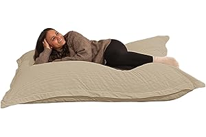 bananair - Giant Bean Bag Sofa for Adults & Kids - Comfortable Foam Filling - Ultra Soft Corduroy Fabric - Removable & Machine Washable Cover - XXL Fluffy Bean Bag Chair (180x140 cm, Beige)