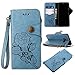 Produktbild KingSang Samsung Galaxy S8 Hülle, Blume Rose Design Leder Schutzhülle für Samsung Galaxy S8 Handyhüllen Lederzhülle Handtasche Brieftasche Case Handbag Wallet Folio Cover mit 2 Kartenfach - Blau