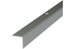 Dalsys Treppenkantenprofil Aluminium 100cm x 30mm x 30mm Bodenprofil für Treppenwinkel zum Schrauben Champagner