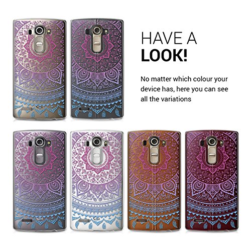 kwmobile Funda para LG G4 - Case pl  stico para m  vil - Cover trasero Dise  o Sol hind   en azul rosa fucsia transparente