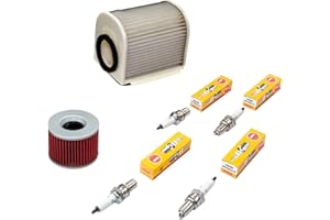 MVH BOCKAUF Kit d'entretien Filtre à air + filtre à huile + bougies d'allumage pour Yamaha XJR 1200 XJR 1300 XJR1200 XJR1300 Année de construction 1995-2006