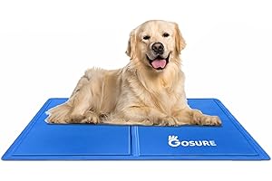 Gosure Cooling Mat for Dogs Cats Medium 65x50cm Gel Self Cooling Dog Mat,No Freeze Or Refrigerate Required, Scratch-proof/Waterproof Cool Mat for Dogs,Cats,Pets in Summer (M(50 * 65cm))