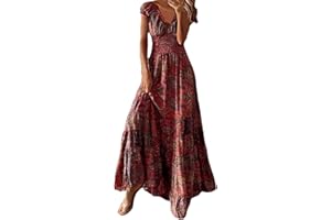 NNGOTD Robe de Soiree Femme Robe Longue Florale à col en V pour Femmes Robe Longue de Plage bohème sans Manches Jupe De Table Bleu Robe Femme Enceinte