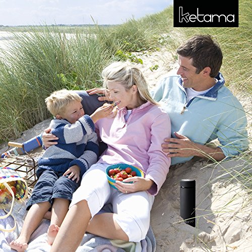 SCHWARZE THERMOSFLASCHE – doppelwandig mit TEESIEB 0,5l (500ml) EDELSTAHL gummiert – GUMMI beschichtet KLEIN & handliche TRINK-FLASCHE | Reise Isolier-Kanne | auch für BABYs & KINDER | BPA frei - 6