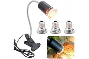 Fivtsme Lampada Tartarughe Acqua,Dimmerabile E27 Lampada Termica per Tartarughe con Base Metallica Ruotabile a 360°,UVA UVB Lampada Riscaldante con 3 Lampadine 25W,50W,75W,per Rettile,Anfibi,Tartaruga