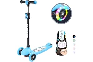 TENBOOM Roller Kinder Scooter Premium Dreiradscooter mit PU LED Leuchtenden Räder, Kinderroller Tret-Roller Faltbarer höhenverstellbarer Cityroller für Jungen Mädchen 3-12 Jahre, Leicht Belastbarkeit bis 50 kg