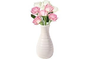 FYGAIN Unbreakable Vase for Flowers, Ceramic Look Plastic Vase for Home Decor, Living Room, Table