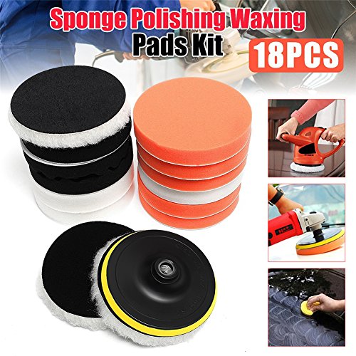 Preisvergleich Produktbild hete-supply 18 pcs Auto Polieren Schwamm Pad Waxing Polieren Rad Wolle Ball Tool Kit, Compound Bohrer Polieren und Schwamm Pads Kit für Auto Schleifen, Polieren, wachsen
