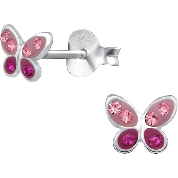 Vlinder Oorknopjes - Verguld 925 Zilver - Mini Oorbellen