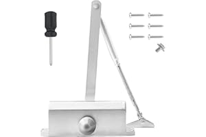 COEWUR Chiudiporta con Funzione di Mantenimento Medio Idraulico Chiudi Porta Automatico Regolabile Chiudiporta per Porte Commerciale e Privata Peso della Porta 40-60KG Larghezza entro 1100MM (Argento)