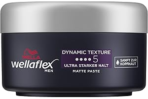 Wellaflex Men Dynamic Texture Matte Paste | Matte Styling Paste | Ultra starker Halt | Mattes Finish | Dermatologisch getestet | 75ml
